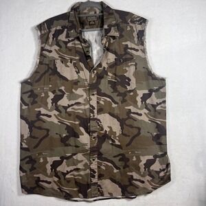 Schmidt Workwear Mens 2X Camo Sleeveless Button Down Shirt Camouflage Vest